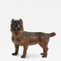 16 Antique Austrian Terracotta Standing Pug Dog Sculpture W Glass Eyes - 4444146