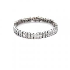 16 Carat Baguette Cut Diamond 18K White Gold Multi Link Bracelet - 3946692