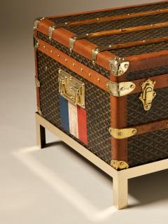 Vintage Steamer Trunk in Black Canvas from Goyard, 1930s