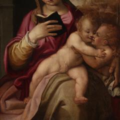 16th century panel painting Madonna and Child with young St John - 4346368