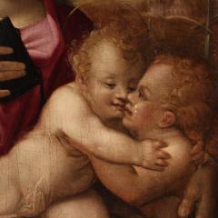 16th century panel painting Madonna and Child with young St John - 4346376