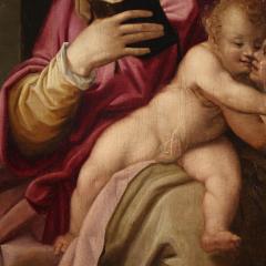 16th century panel painting Madonna and Child with young St John - 4346378