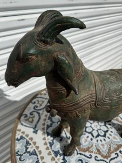 17 5 Vintage Patinated Bronze Goat Sculpture - 4406893