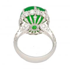 17 86 Carat Oval Cut Jadeite Jade and Diamond Ring in 18K White Gold 7 - 3510032