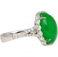 17 86 Carat Oval Cut Jadeite Jade and Diamond Ring in 18K White Gold 7 - 3510035