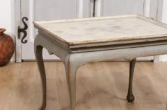 1750s Swedish Rococo Gray Painted Tea Table with Tray Top and Ball and Claw Feet - 3577363