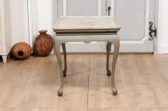 1750s Swedish Rococo Gray Painted Tea Table with Tray Top and Ball and Claw Feet - 3577411