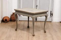 1750s Swedish Rococo Gray Painted Tea Table with Tray Top and Ball and Claw Feet - 3577413