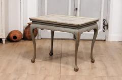 1750s Swedish Rococo Gray Painted Tea Table with Tray Top and Ball and Claw Feet - 3577419