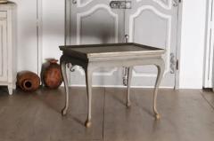 1750s Swedish Rococo Gray Painted Tea Table with Tray Top and Ball and Claw Feet - 3577453