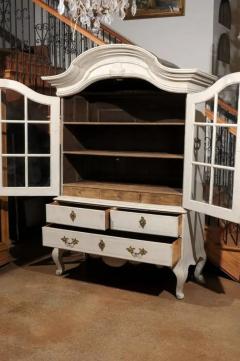 1760s Period Rococo Swedish Cabinet with Glass Doors Bonnet Top and Cabrioles - 3416951