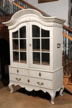 1760s Period Rococo Swedish Cabinet with Glass Doors Bonnet Top and Cabrioles - 3416952