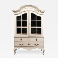 1760s Period Rococo Swedish Cabinet with Glass Doors Bonnet Top and Cabrioles - 3431929