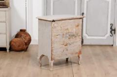 1760s Rococo Period Swedish Light Grey Painted Chest of Drawers with Pull Out - 3574236