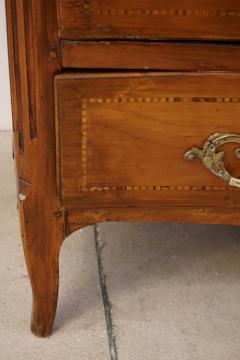 1770s Bow Front French Provincial Marquetry Commode in Solid Walnut Marble Top - 1041629