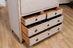 1780s Gustavian Period Swedish Grey Painted Drop Front Secretary with Drawers - 3577202