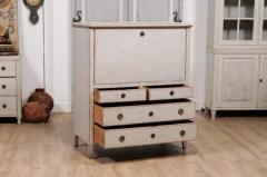 1780s Gustavian Period Swedish Grey Painted Drop Front Secretary with Drawers - 3577204