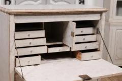 1780s Gustavian Period Swedish Grey Painted Drop Front Secretary with Drawers - 3577257