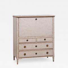 1780s Gustavian Period Swedish Grey Painted Drop Front Secretary with Drawers - 3590891