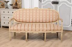 1790s Louis XVI Period French Painted Sofa with Oval Back and Carved Foliage - 3574185