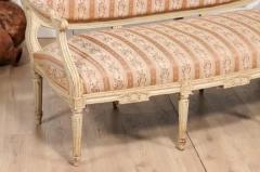 1790s Louis XVI Period French Painted Sofa with Oval Back and Carved Foliage - 3574187