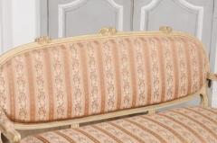 1790s Louis XVI Period French Painted Sofa with Oval Back and Carved Foliage - 3574196
