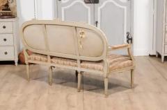 1790s Louis XVI Period French Painted Sofa with Oval Back and Carved Foliage - 3574237