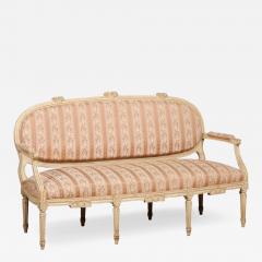 1790s Louis XVI Period French Painted Sofa with Oval Back and Carved Foliage - 3575007
