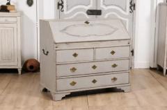 1790s Scandinavian Slant Front Desk with Carved Panel and Four Drawers - 3574161