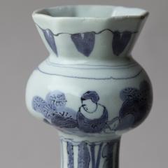 17TH CENTURY OCTAGONAL DUTCH DELFT BLUE AND WHITE WAISTED BOTTLE VASE - 4006399