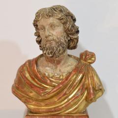 17th 18th Century Italian Hand carved Wooden Reliquary Bust of a Saint - 4111710