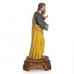 17th 18th Century Spanish Polychromed Statue of Saint Joseph with Infant Christ - 4597937
