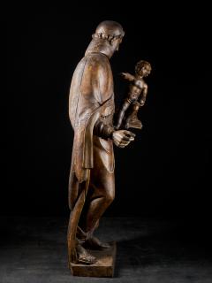 17th C Baroque Saint Italian School Wooden Sculpture of Saint Anthony - 2025143