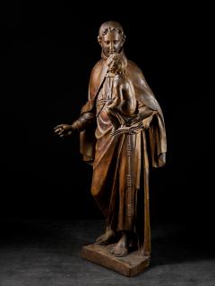 17th C Baroque Saint Italian School Wooden Sculpture of Saint Anthony - 2025148