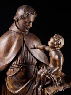 17th C Baroque Saint Italian School Wooden Sculpture of Saint Anthony - 2025152