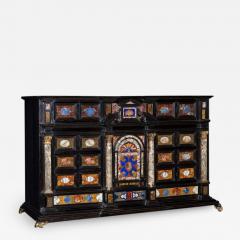 17th C Italian Gilt Bronze Pietre Dure and Marble Mounted Ebony Cabinet - 1217216