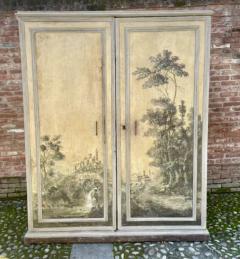 17th C Painted Cabinet with Chalk Graphite Panel Drawings Turin Italy - 4236250