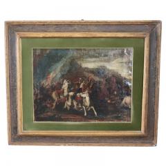 17th Century Antique Oil Painting on Canvas Battle with Men on Horseback - 2735108