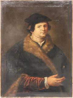 17th Century Antique Oil Painting on Canvas Portrait of a Gentleman with Fur - 2766114