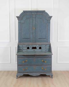 17th Century Blue Scandinavian Bureau with Original Hardware - 4743945