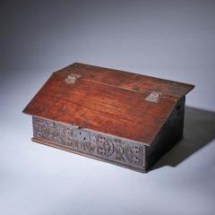 17th Century Charles II Carved Oak Writing Box or Desk Box Circa 1670 England  - 3447740