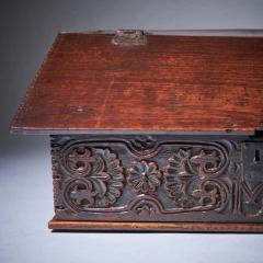 17th Century Charles II Carved Oak Writing Box or Desk Box Circa 1670 England  - 3447741