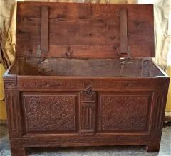 17th Century English Carved Oak Dowry Chest - 4127975