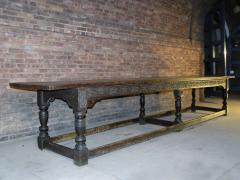 17th Century English Oak Elm Jacobean Charles II Long Six Leg Refectory Table - 1300139