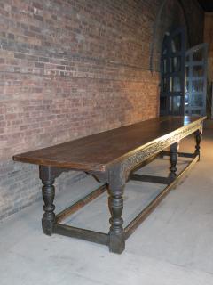 17th Century English Oak Elm Jacobean Charles II Long Six Leg Refectory Table - 1300142