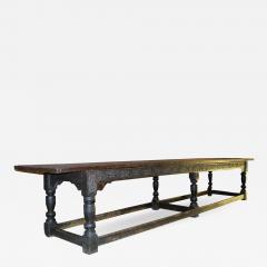 17th Century English Oak Elm Jacobean Charles II Long Six Leg Refectory Table - 1300732