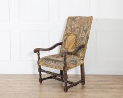 17th Century French Baroque Walnut Spool Armchair with Petit Point Tapestry - 4397065