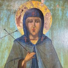 17th Century Icon on Board of Saint Matrona - 3568231