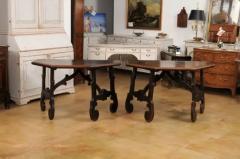 17th Century Italian Baroque Walnut Fratino Consoles with Carved Bases a Pair - 3577392