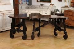 17th Century Italian Baroque Walnut Fratino Consoles with Carved Bases a Pair - 3577436
